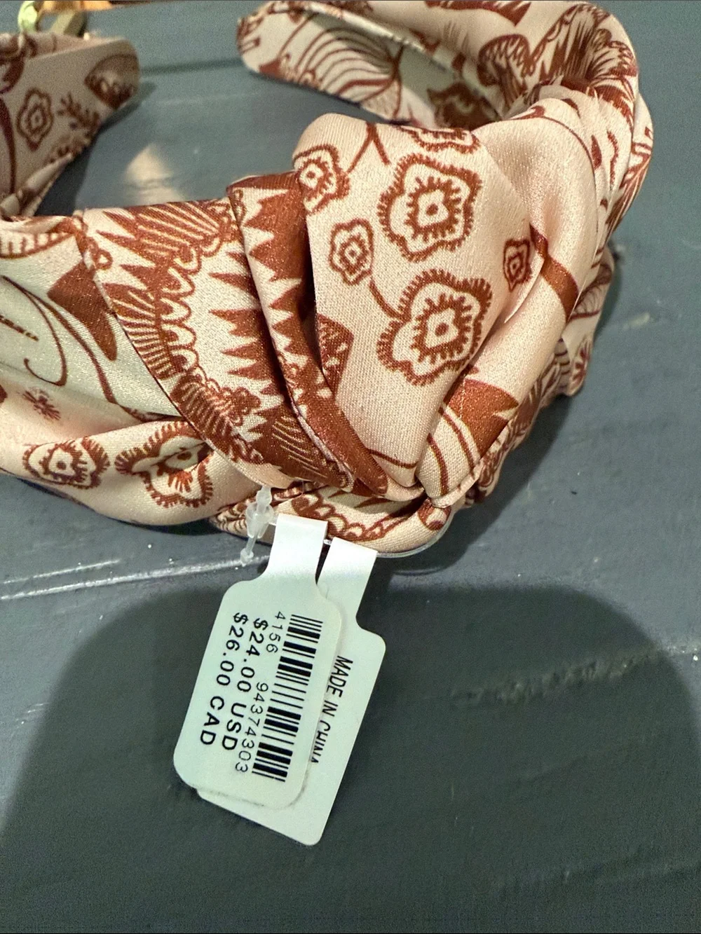 Anthropologie Tan and Rust Patterned Knotted Headband